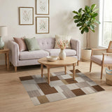 Brown Tan Geometric Block Woven Area Rug