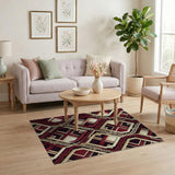 Elegant Red Ornate Geometric Area Rug