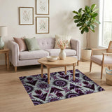 Purple Starburst Feather Area Rug