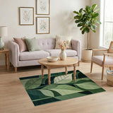 Modern Green Geometric Leaf Area Rug