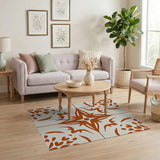 Burnt Orange Floral Tile Pattern Area Rug