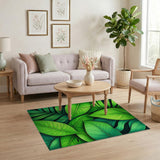 Lush Green Palm Leaf Area Rug