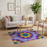 Rainbow Mandala Floral Area Rug
