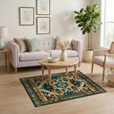 Teal Tribal Southwestern Geometric Rug