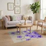 Purple Floral Branch Area Rug