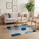 Blue and Teal Modern Blue Teal Geometric Abstract Area Rug