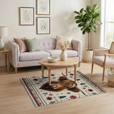Festive Highland Cow Knit Christmas Area Rug