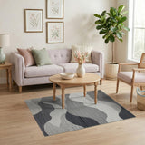 Abstract Grey Wave Peaks Area Rug