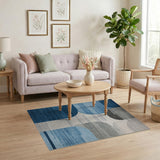 Abstract Blue Grey Geometric Area Rug