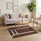 Textured Brown Goalpost Geometric Area Rug