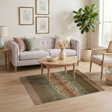 Teal Green and Terracotta Southwestern Area Rug