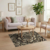 Vintage Engraved Rose Floral Area Rug