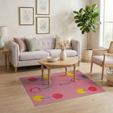 Retro Pink Cherry Citrus Fruit Area Rug
