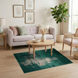 Emerald Green Distressed Abstract Area Rug
