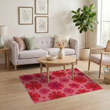 Pink Floral Vintage Vibrant Pink Hibiscus Floral Area Rug