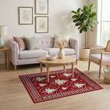 Red Christmas Tree Silhouette Area Rug