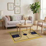 Geometric Modern Beige and Neutral Basketball Court Geometric Area Rug