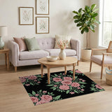 Floral Vintage Pink Roses Floral Area Rug