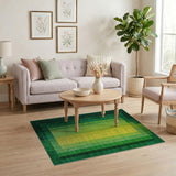 Vibrant Layered Green Geometric Area Rug