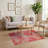 Blush Pink Hibiscus Palm Leaf Area Rug