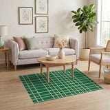 Green Grid Checkered Area Rug