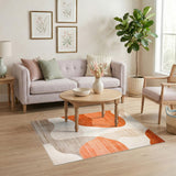 ODIKA Washable Abstract Terracotta Modern Low Pile Area Rug