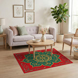 Crimson Red Persian Mandala Area Rug