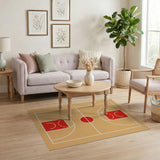 Tan Basketball Court Area Rug