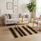 Brown and Tan Distressed Brown Tan Striped Area Rug
