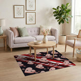 Pink Hearts Arrows Candy Cane Stripe Rug