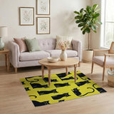 Playful Black Cats on Yellow Area Rug