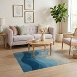 Abstract Area Layered Blue Waves Abstract Area Rug