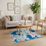 Playful Whale and Fish Ocean Kids Rug