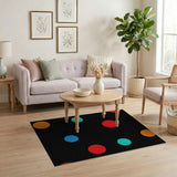 Vibrant Multi-Color Polka Dot Area Rug on Black