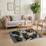 Whimsical Black Rats Geometric Area Rug