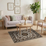 Beige Traditional Persian Sunburst Medallion Rug