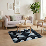 3D Black White Hearts Spades Geometric Rug