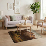 Alpine Elk Meadow Mountain Landscape Rug