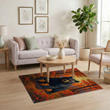 Orange Majestic Black Bear Autumn Forest Rug