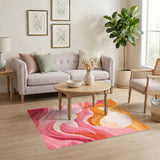 Pink Sunset Waves Area Rug