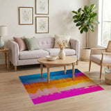 Vibrant Multi-Color Vertical Stripe Abstract Rug