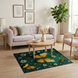 Vibrant Butterfly Meadow Floral Area Rug