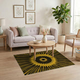 Yellow Bold Yellow Sunburst Geometric Area Rug
