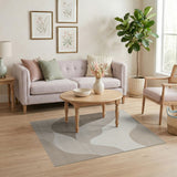 Beige Abstract Wave Area Rug