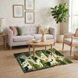 ODIKA Washable Dinosaur Forest Kids Rug, Low Pile Non-Slip Nursery Play Mat