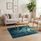 Teal Blue Whale Sharks Ocean Waves Rug