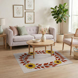 Vintage Sunflower Wreath Area Rug