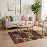 Red Southwestern Patchwork Area Rug
