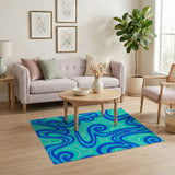 Abstract Area Teal Blue Swirl Abstract Area Rug