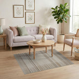 Cream Tan Textured Stripe Woven Rug